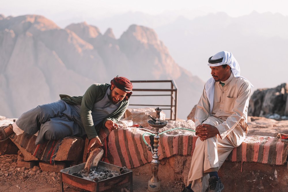 Two Bedouins having shisha - Mount Sinai - Sinai Peninsula - Egypt