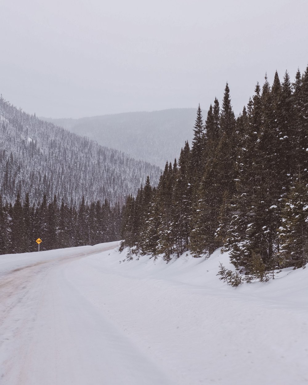 Snowstorm on the road - Laurentides Wildlife Reserve - Quebec - Canada