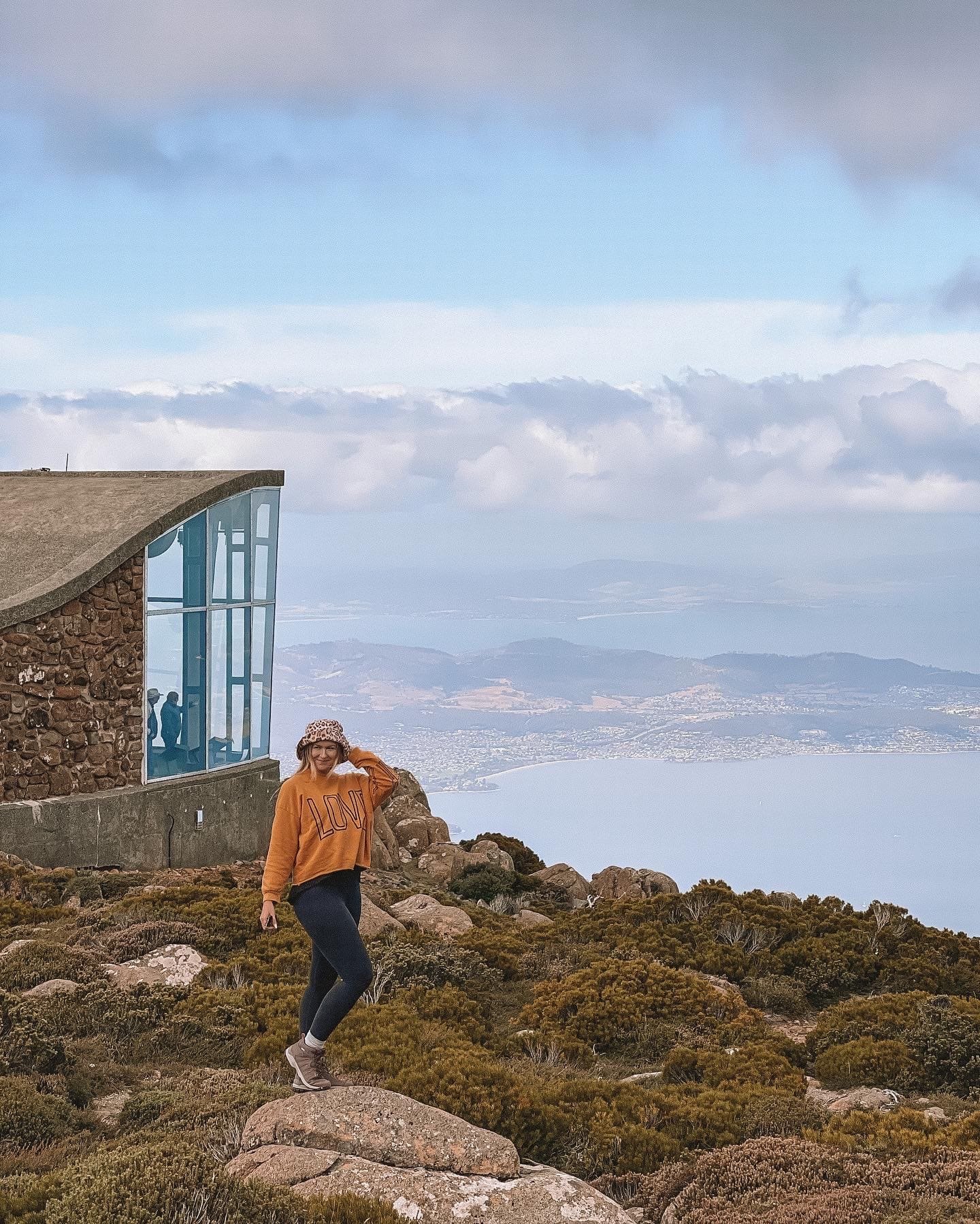 Posing on top of Mount Wellington - Hobart - Tasmania - Australia