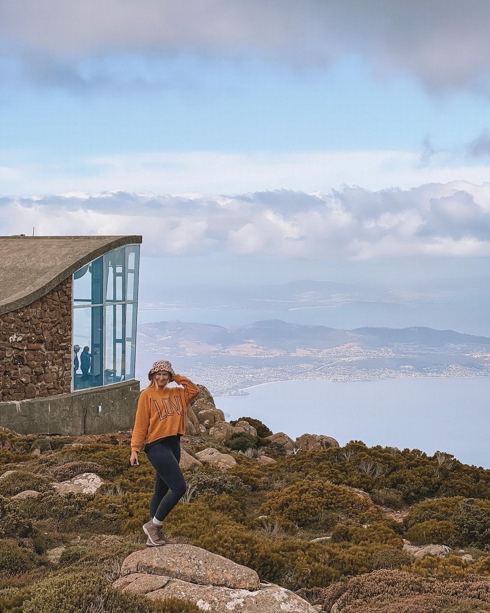 Posing on top of Mount Wellington - Hobart - Tasmania - Australia