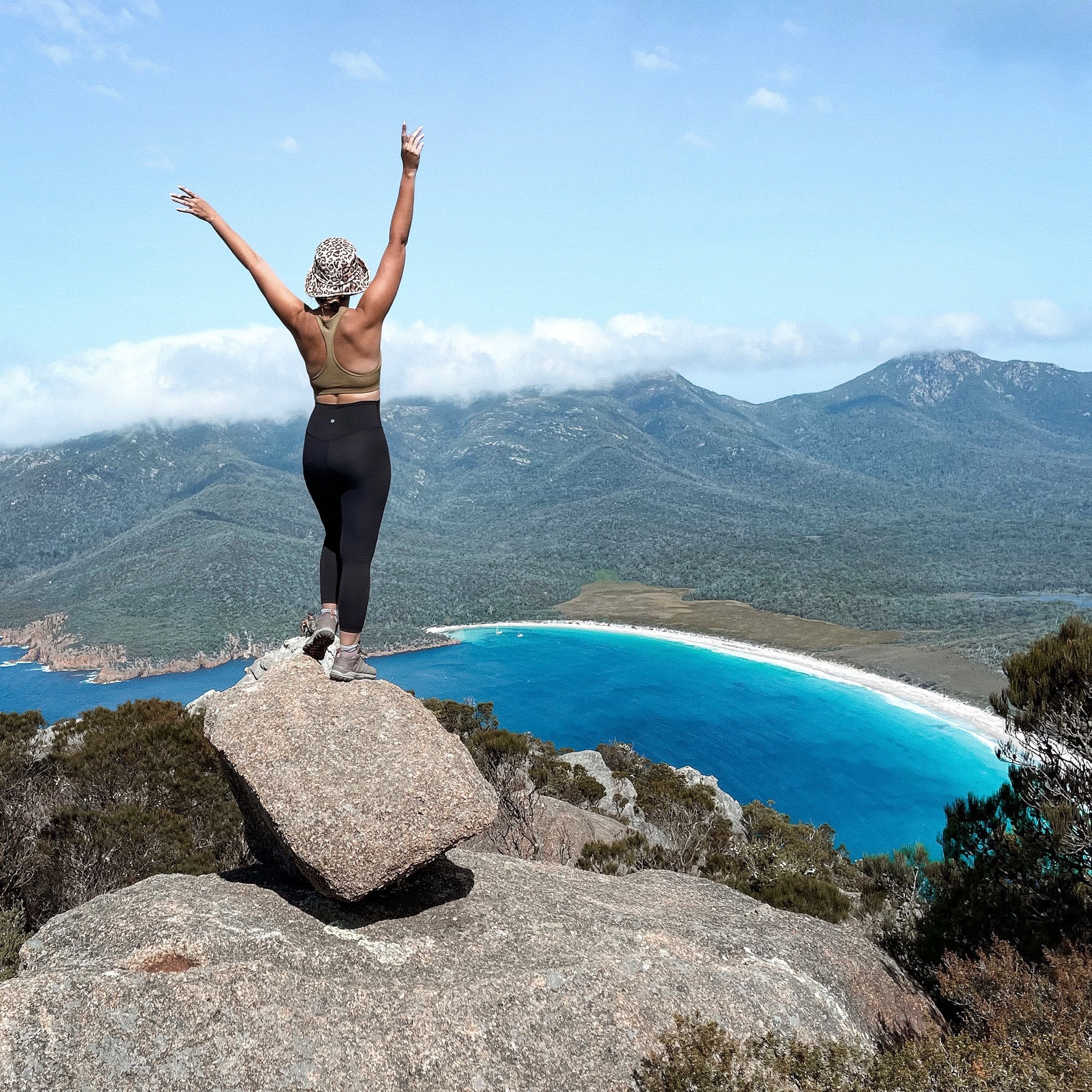 Top of Mount Amos and view on Wineglass Bay - Freycinet National Park - Tasmania - Australia