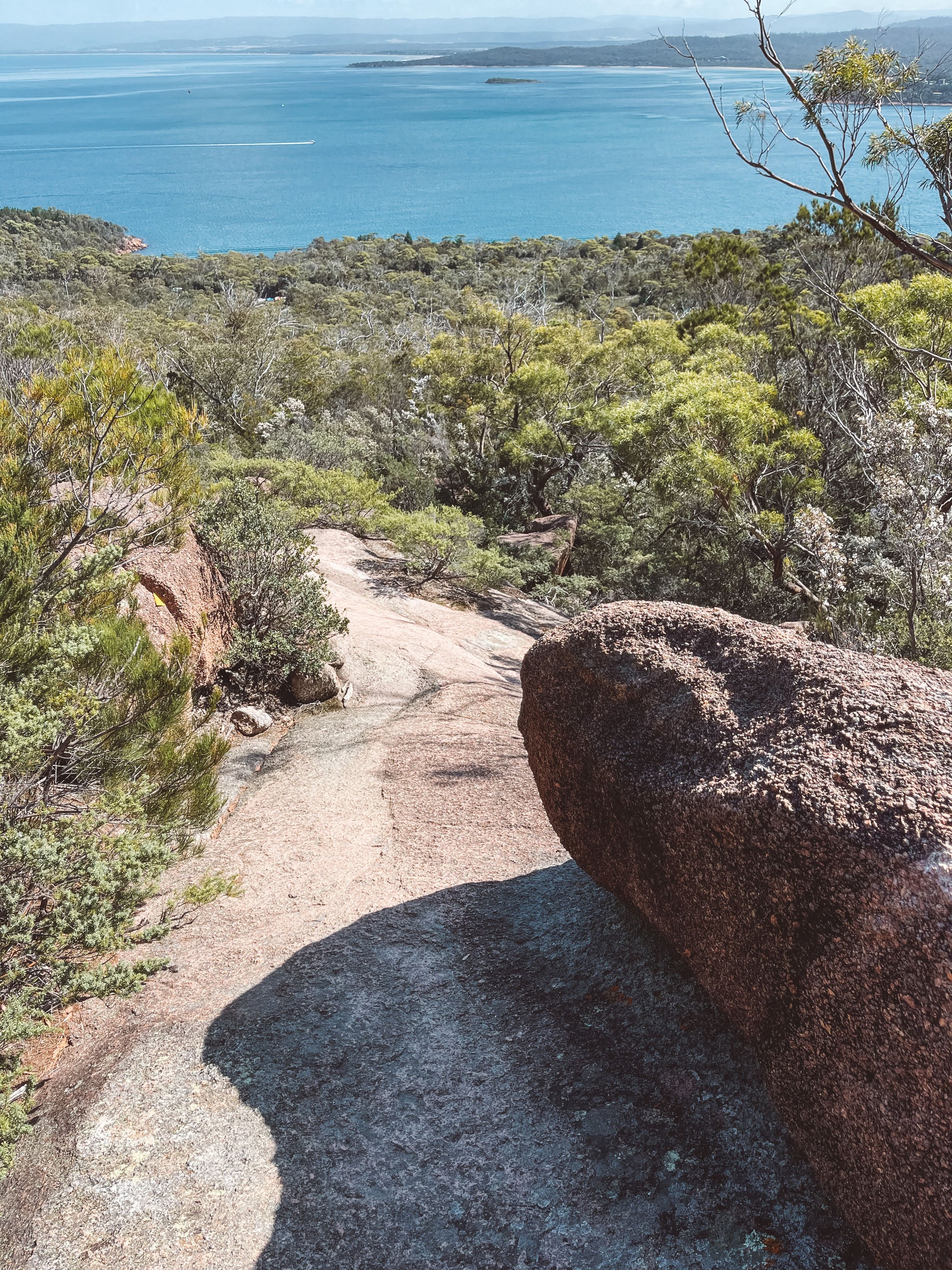 The steep descent Mount Amos - Freycinet National Park - Tasmania - Australia