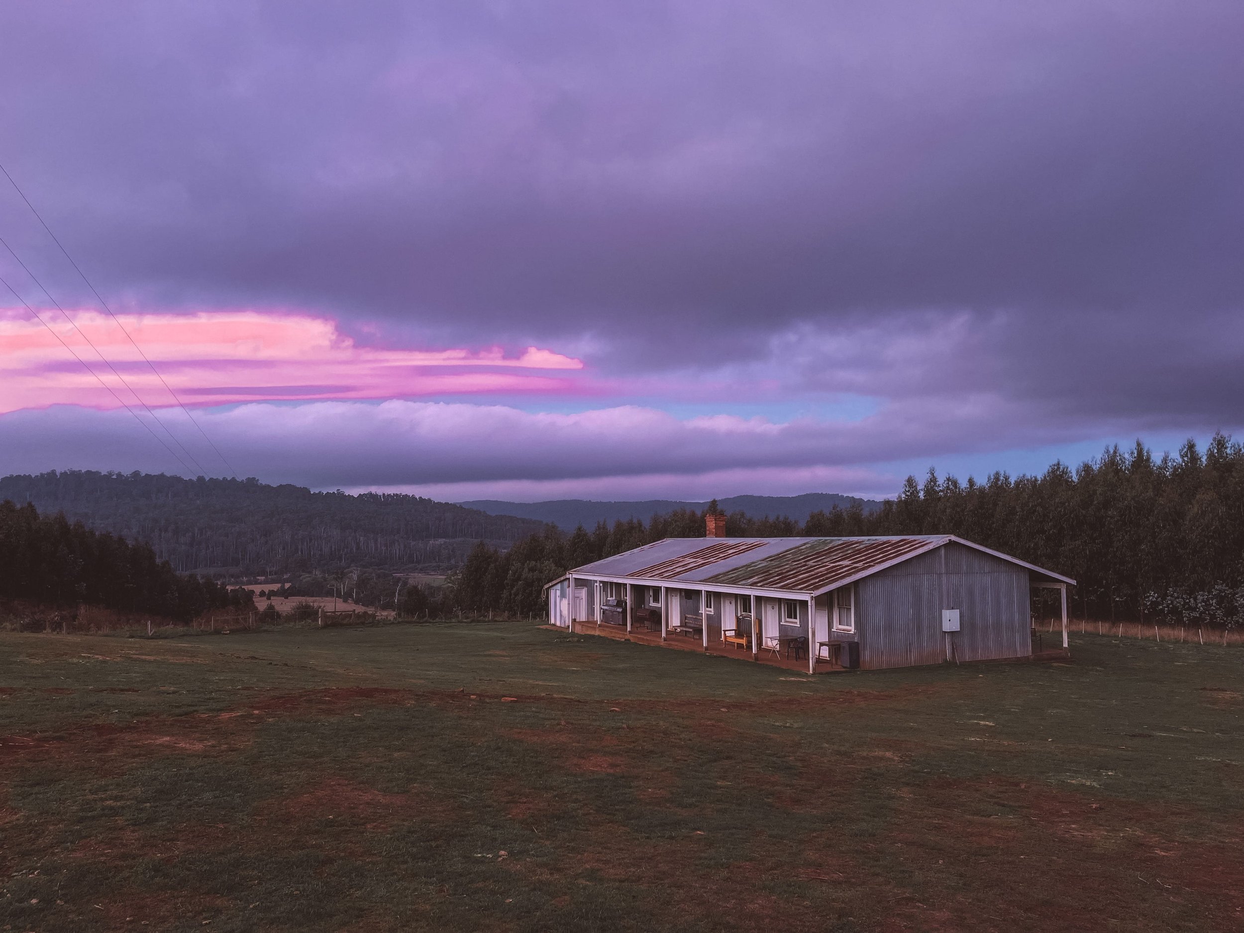 Purple sunset at the Shearer's Quarter - Cradle Country Adventures - Kimberley - Tasmania - Australia