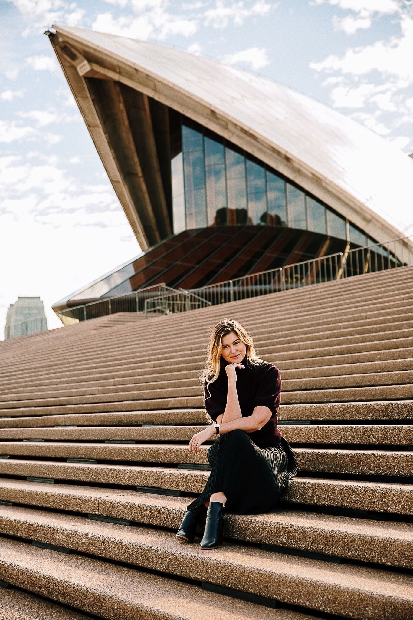 Sitting in the stairs of Sydney Opera House - Sydney - New South Wales (NSW) - Australia