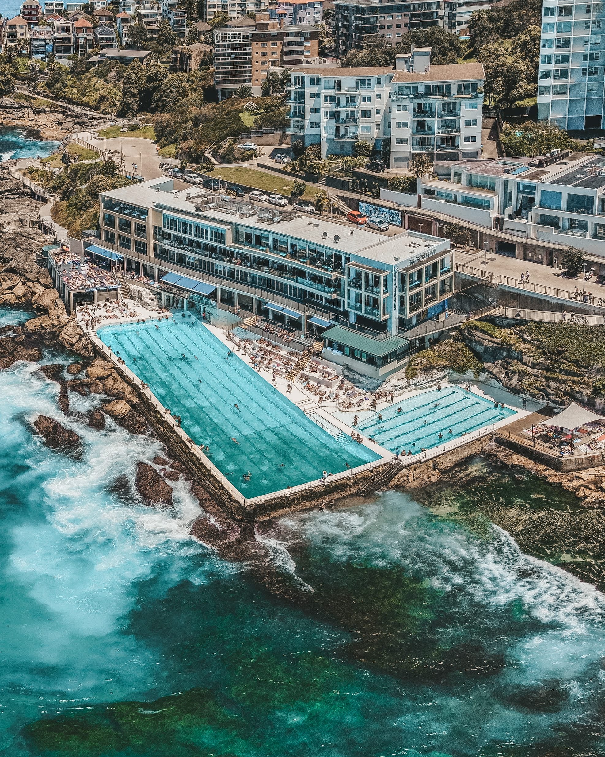 Drone shot of Bondi Icebergs pool - Sydney - New South Wales (NSW) - Australia