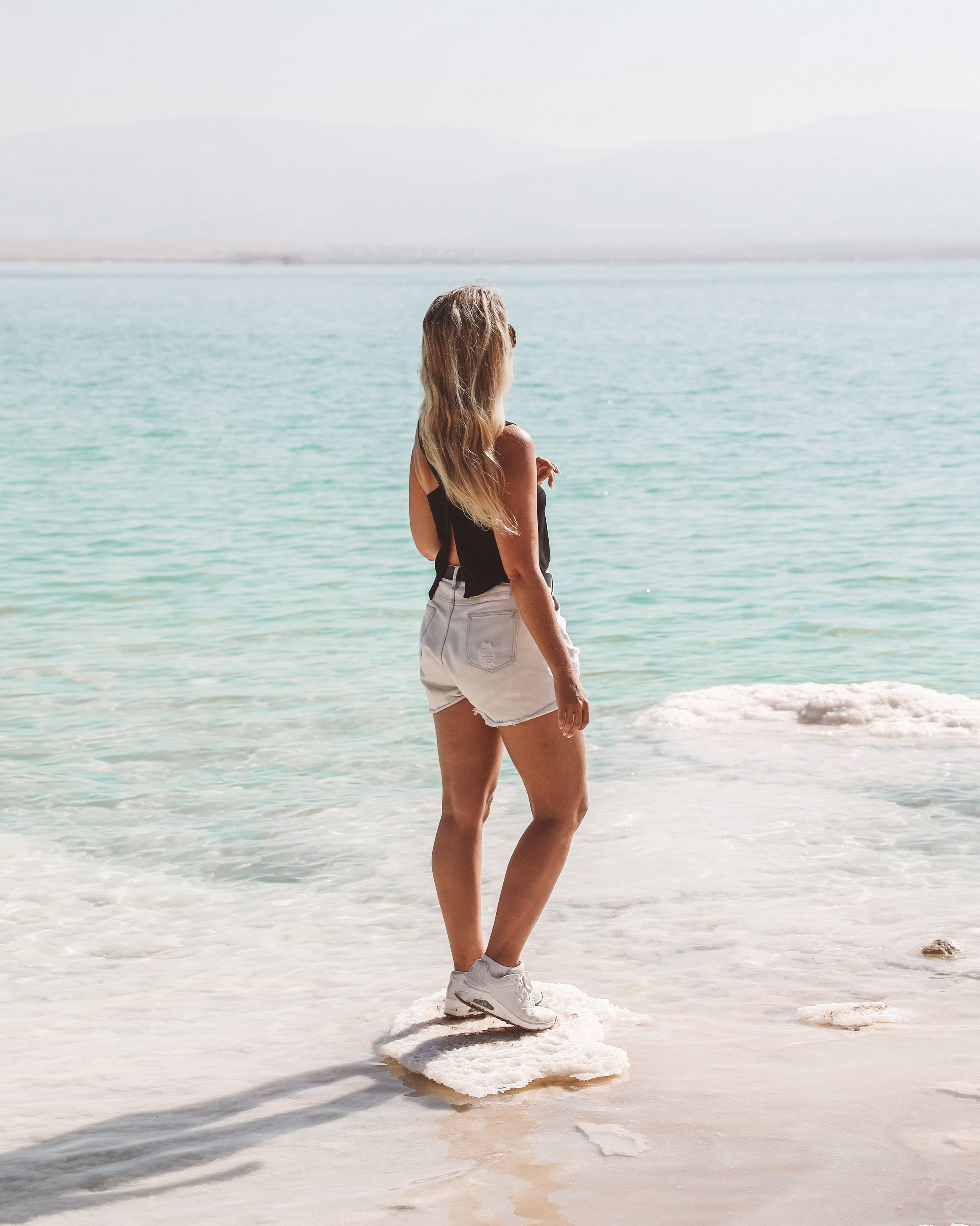 Walking on salt in Ein Bobek - Dead Sea - Israel