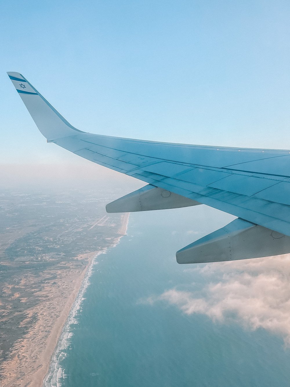 El Al airplane flying over Tel Aviv - Israel