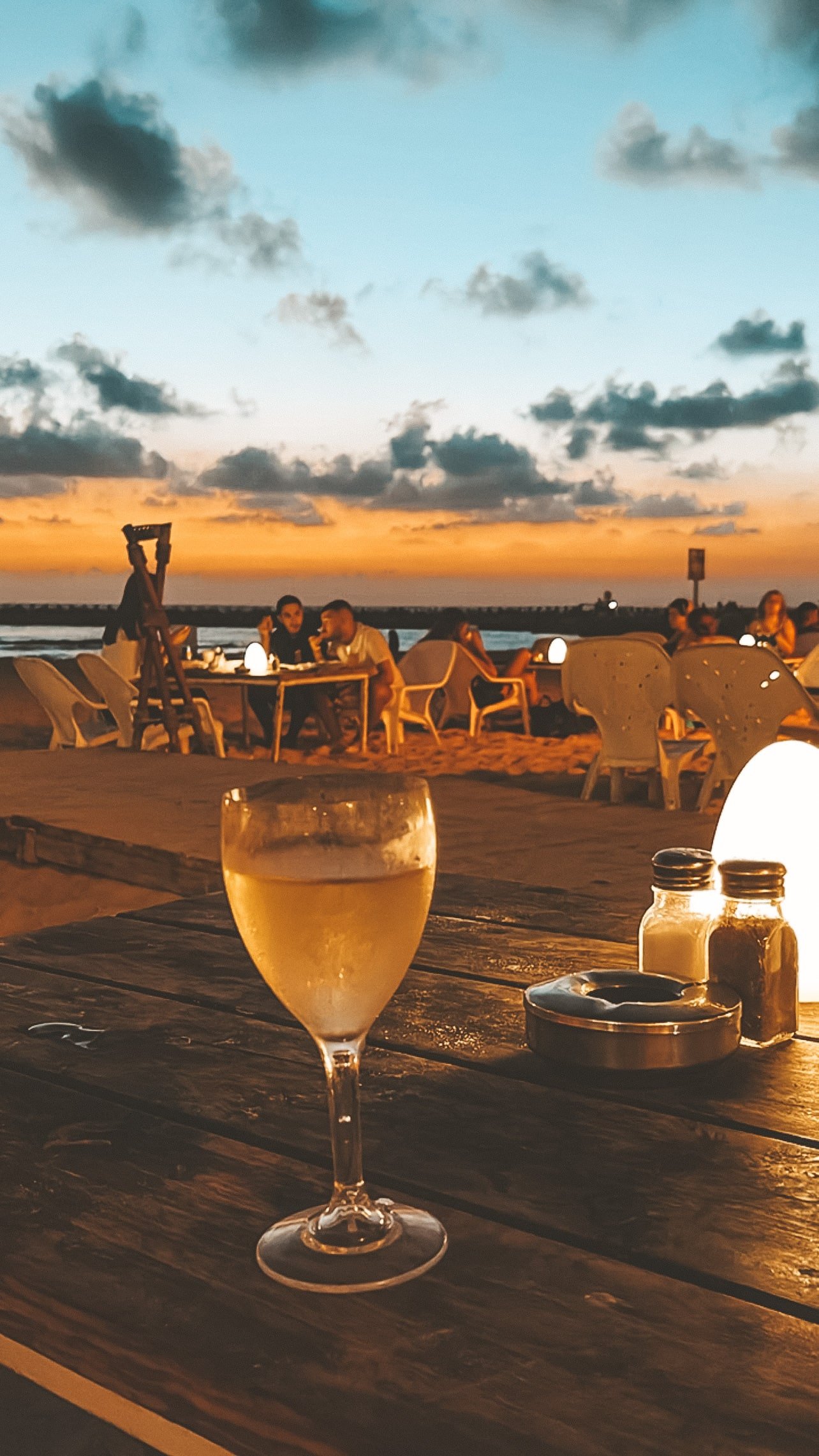 Last sunset at Hilton Bay Beach with white wine - Tel Aviv - Israel
