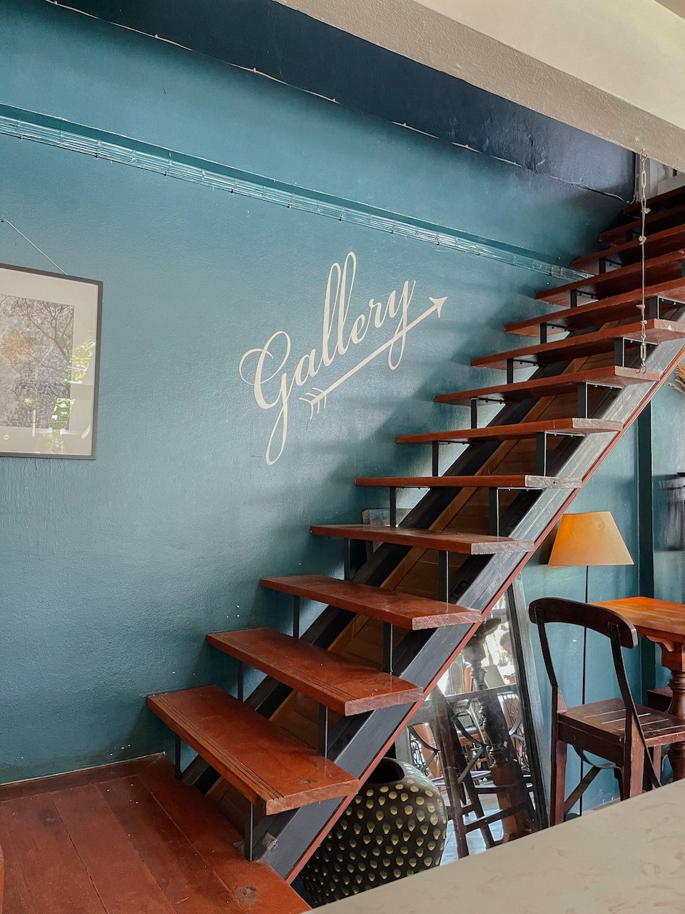 The stairs that lead to the gallery - My Secret Cafe in Town - Chiang Mai - Northern Thailand