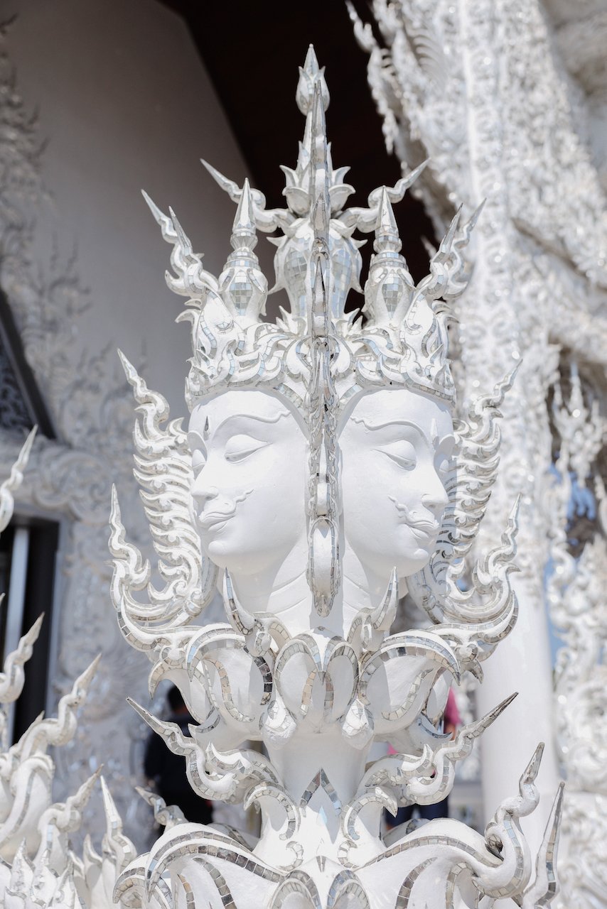 Two-faced statue - White Temple (Wat Rong Khun) - Chiang Rai - Northern Thailand