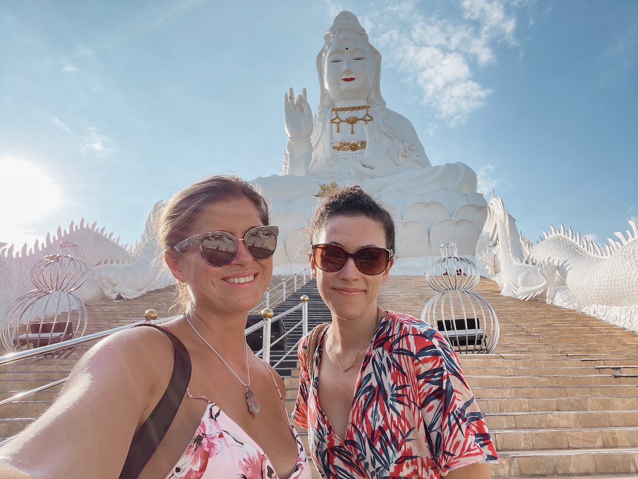 Selfie in the staircase leading to the Buddha - Big Buddha (Wat Huay Pla Kang) - Chiang Rai - Northern Thailand