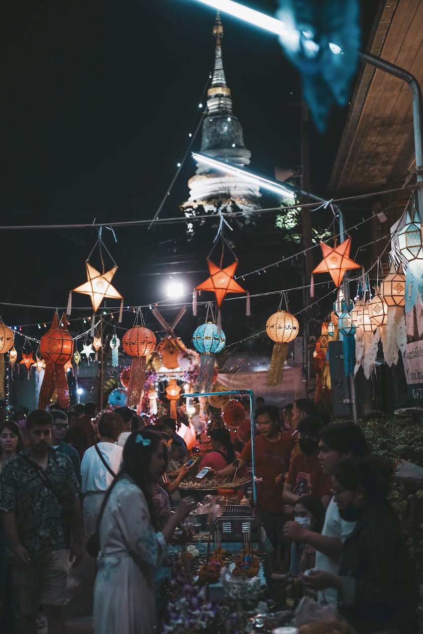 Night market during Loy Krathong 2022 - Chiang Mai - Northern Thailand