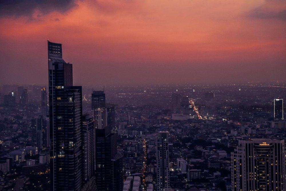 Pink sunset over the city - Bangkok - Thailand