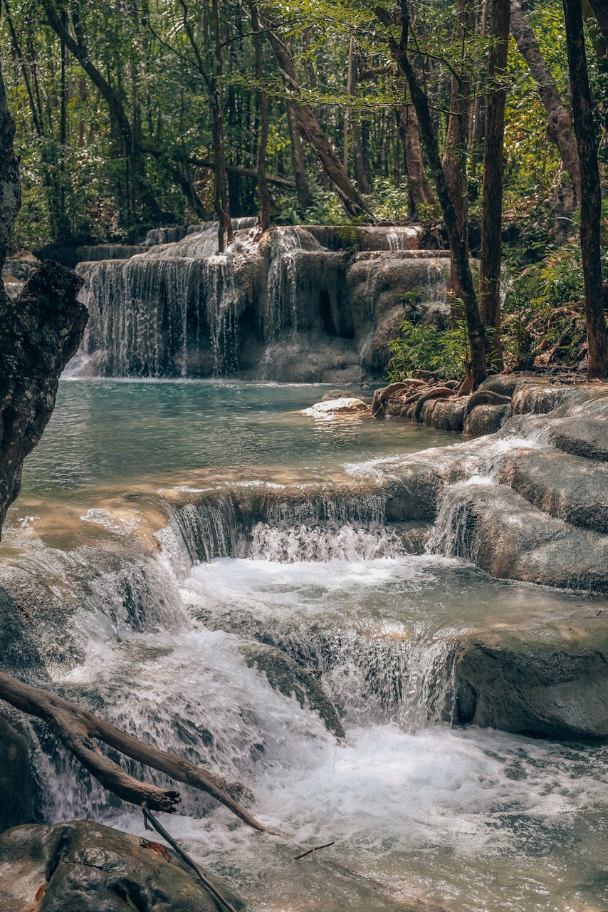 Multi layered waterfall - Erawan Falls - Kanchanaburi Province - Thailand