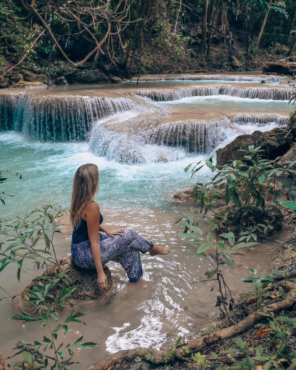 Enjoying the peace and quite of the place - Erawan Falls - Kanchanaburi Province - Thailand
