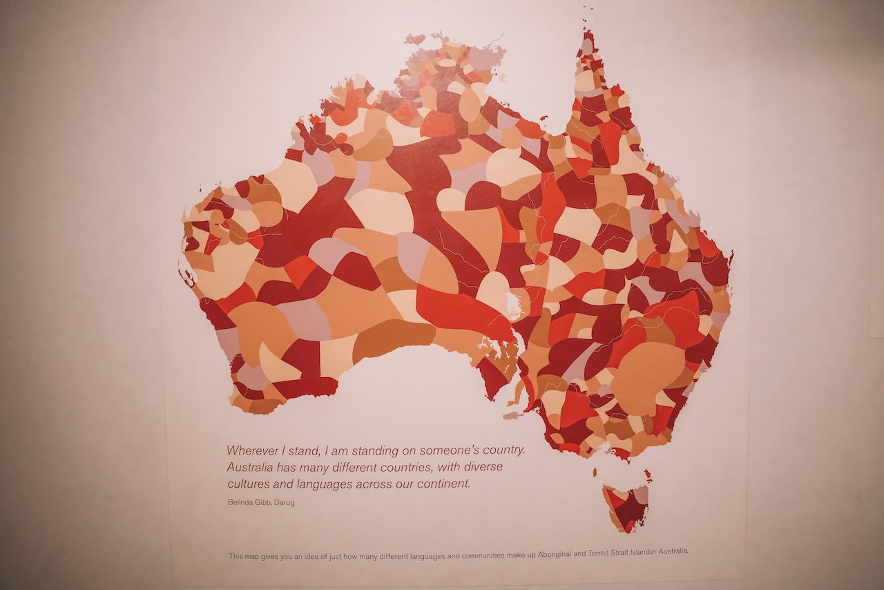 Carte des territoires autochtones de l'Australie - Musée national de l'Australie - Canberra - Territoire de la capitale australienne (ACT) - Australie