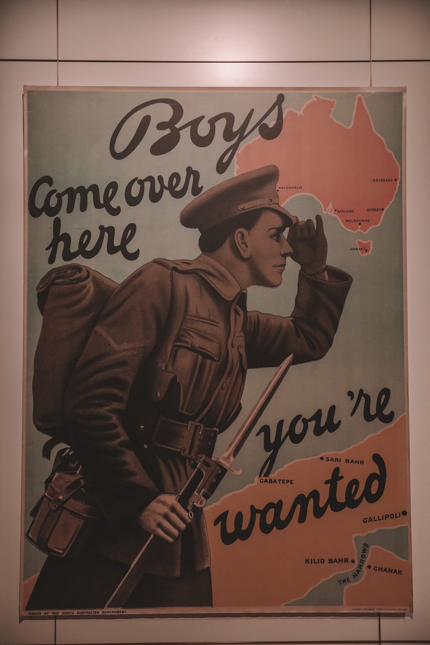 Publicité pour recruter des soldats - Boys come over here you're wanted! - Mémorial australien de la guerre - Canberra - Territoire de la capitale australienne (ACT) - Australie