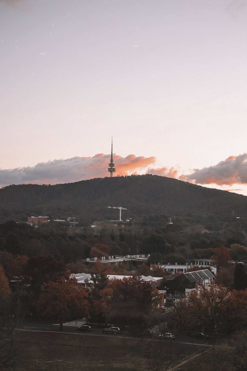 La tour Telstra et la montagne noire - Bar en rooftop The Howling Moon - Canberra - Territoire de la capitale australienne (ACT) - Australie