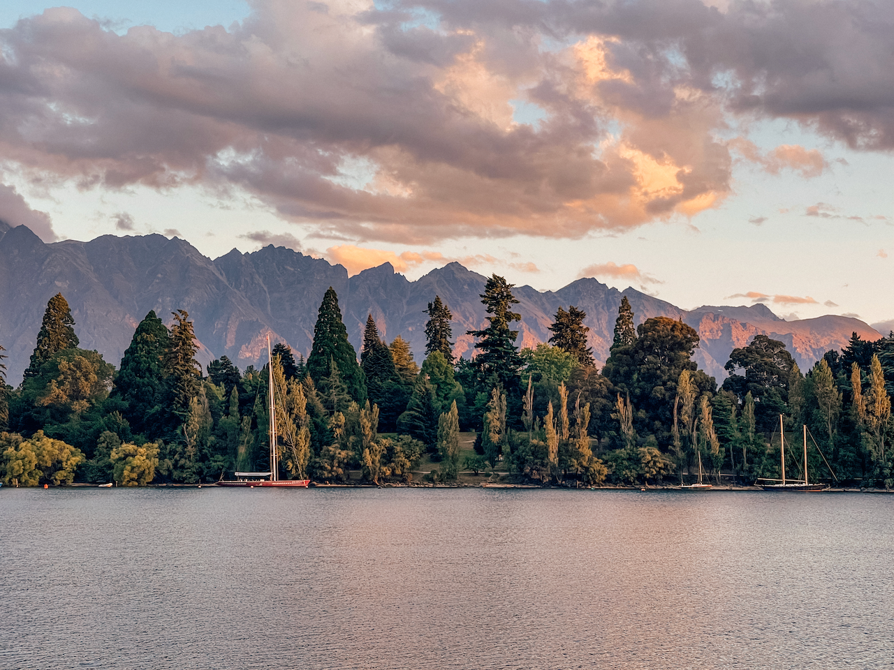 The beautiful Remarkables Mountain Range at sunset - Queenstown - New Zealand