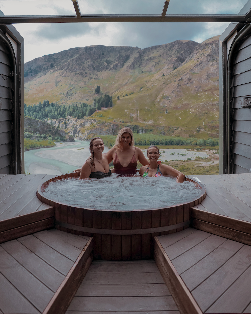 With friends at the Onsen Hot Pools - Queenstown - New Zealand