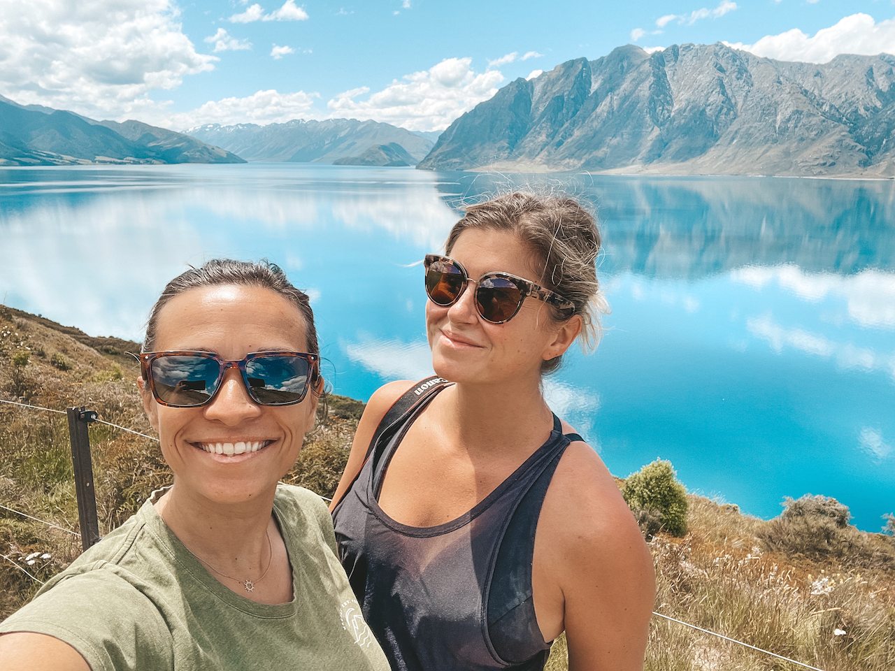 Selfie devant le lac - Lac Hawea - Nouvelle-Zélande