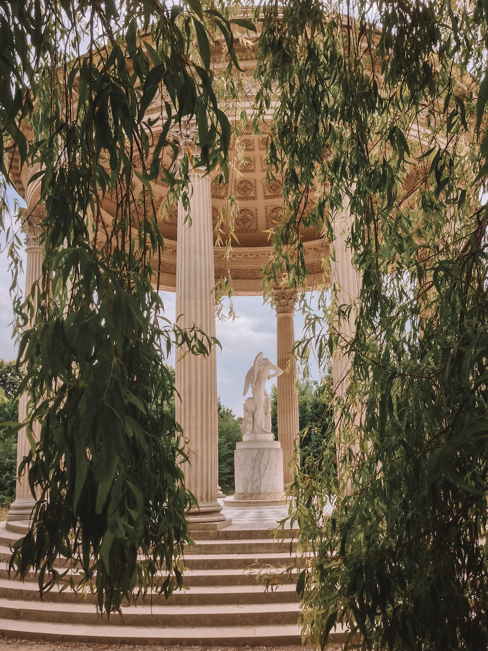 The Temple of Love seen through a Weeping Willow tree - Estate of Trianon - Versailles Palace - France