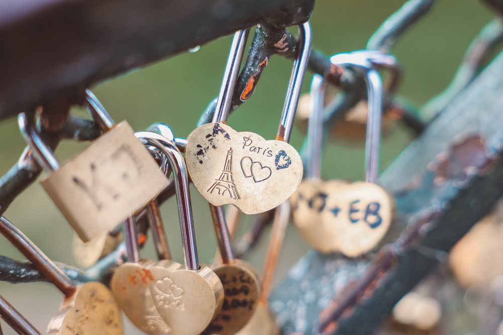 Love Locks on a bridge - Paris - France