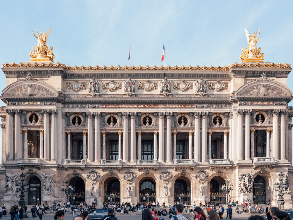 The front facade of Palais Garnier - Paris - France