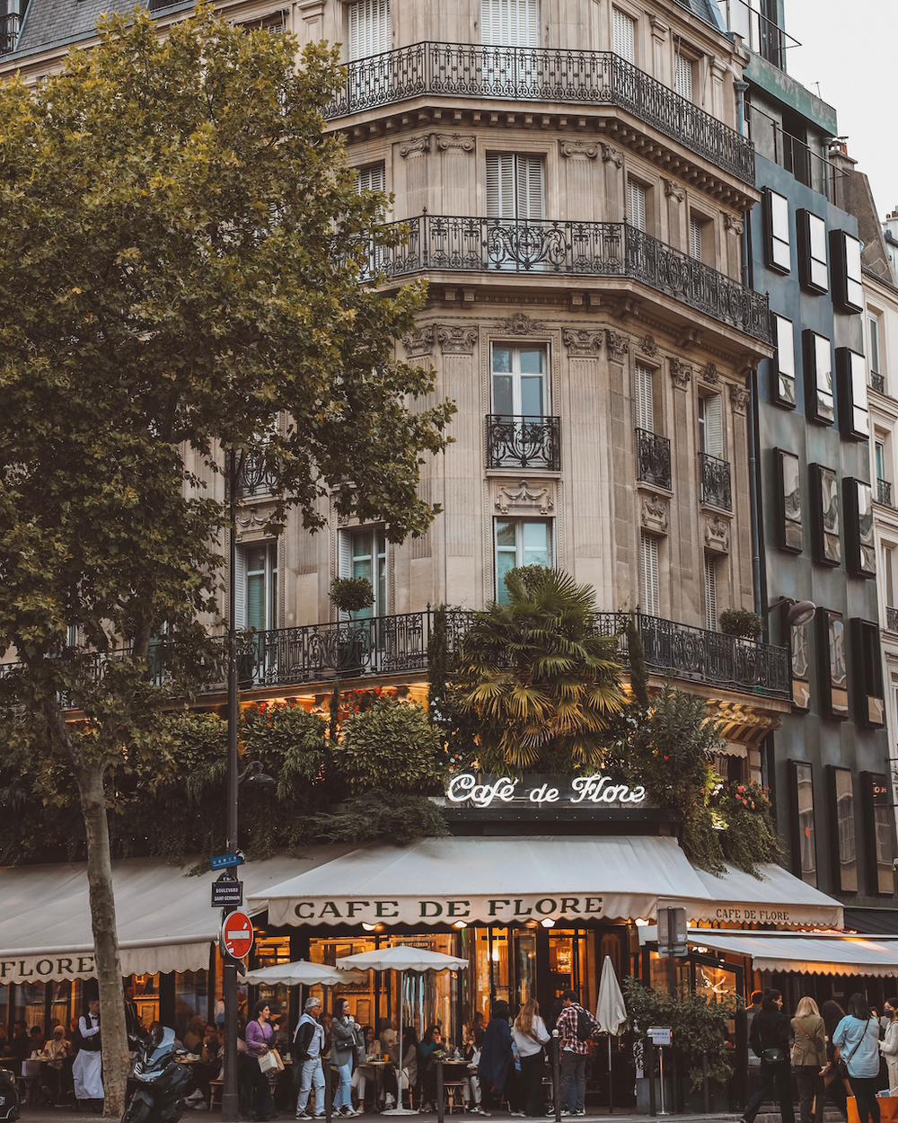 Entrance of Cafe de Flore in St-Germain-des-Prés - Paris - France