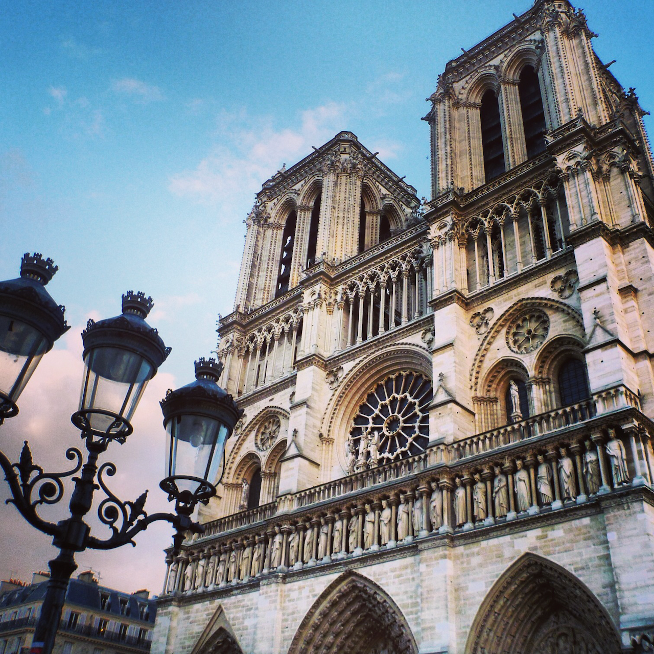 La cathédrale Notre-Dame-de-Paris et un lampadaire - Paris - France