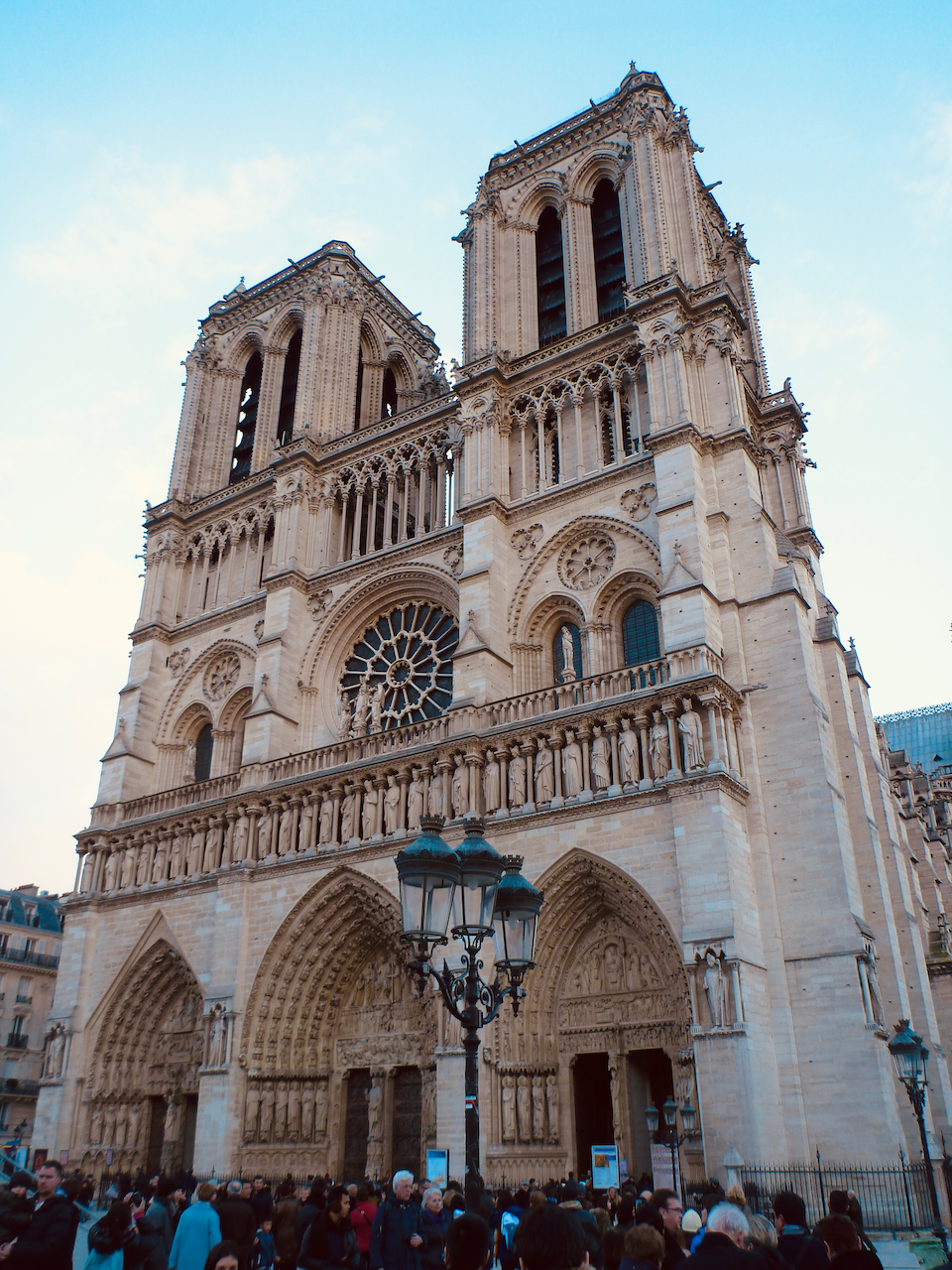 The tall facade of Notre-Dame-de-Paris - Paris - France