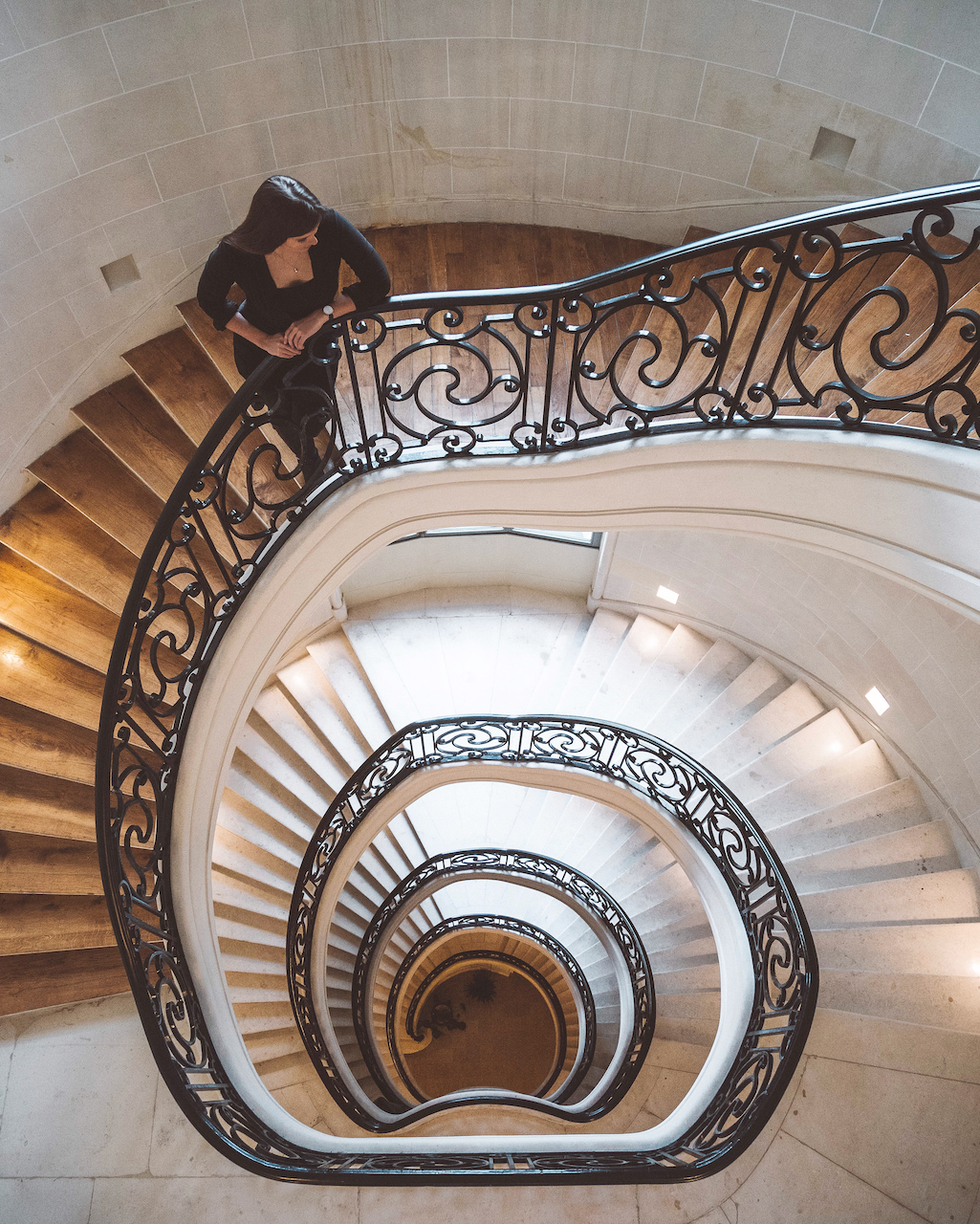 Typical Parisian staircase of WeWork Building Champs-Elysees - Paris - France