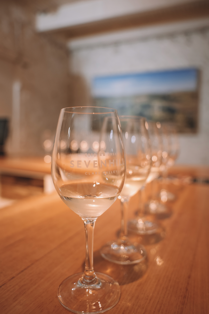 Dégustation de vin blanc - Sevenhill Wines - Clare Valley - South Australia (SA) - Australie