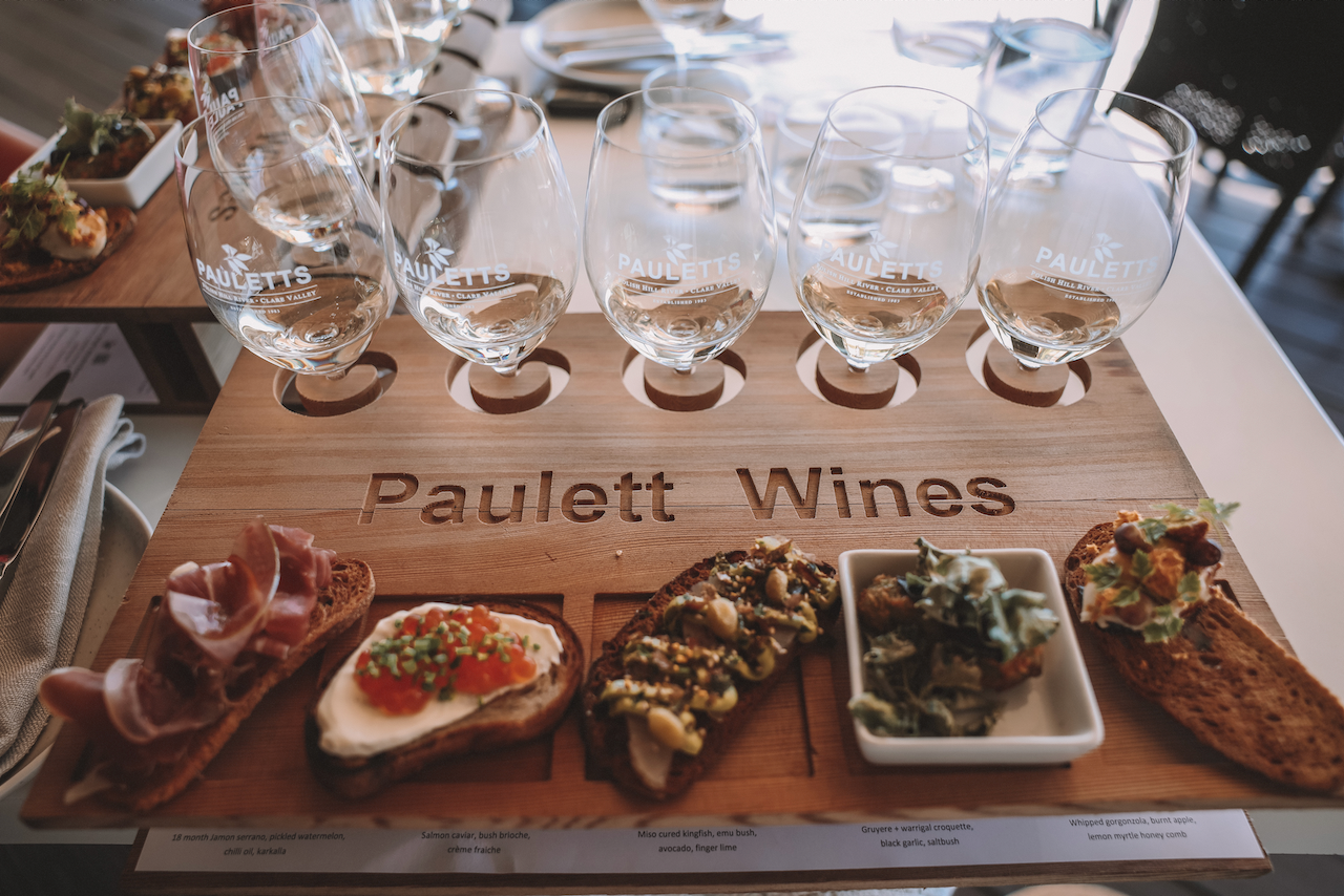 Wine tasting with food platter at Paulett Wines - Clare Valley - South Australia (SA) - Australia