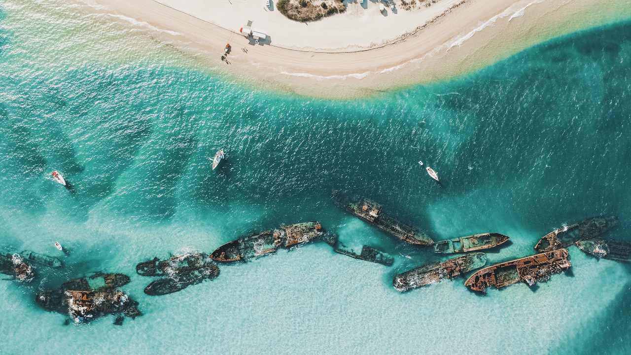 Tangalooma Wreck by Drone - Moreton Island - Queensland - Australia