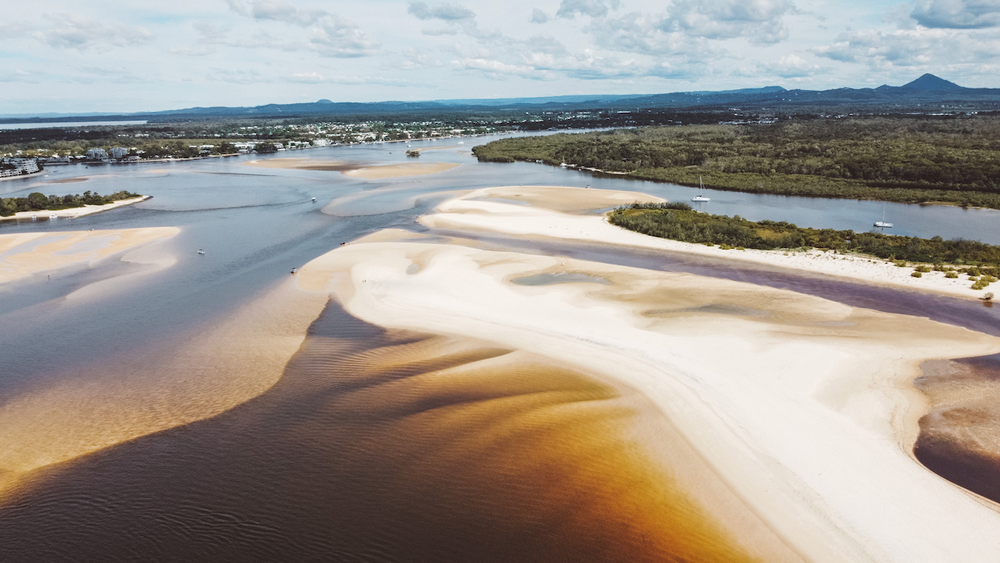 Aerial views of Noosa River - Noosa - Queensland - Australia