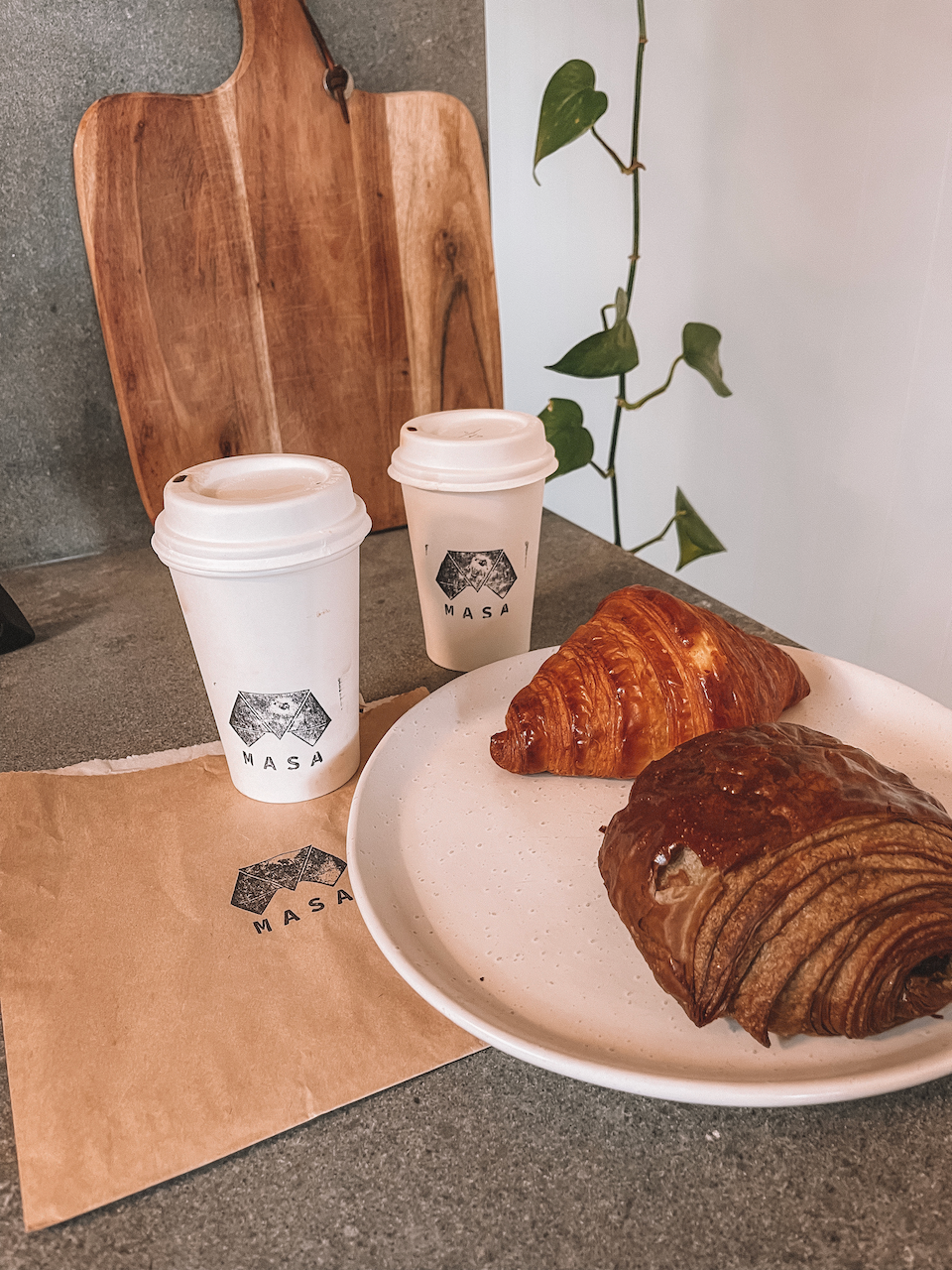 Croissants and coffees from Masa - Byron Bay - New South Wales - Australia