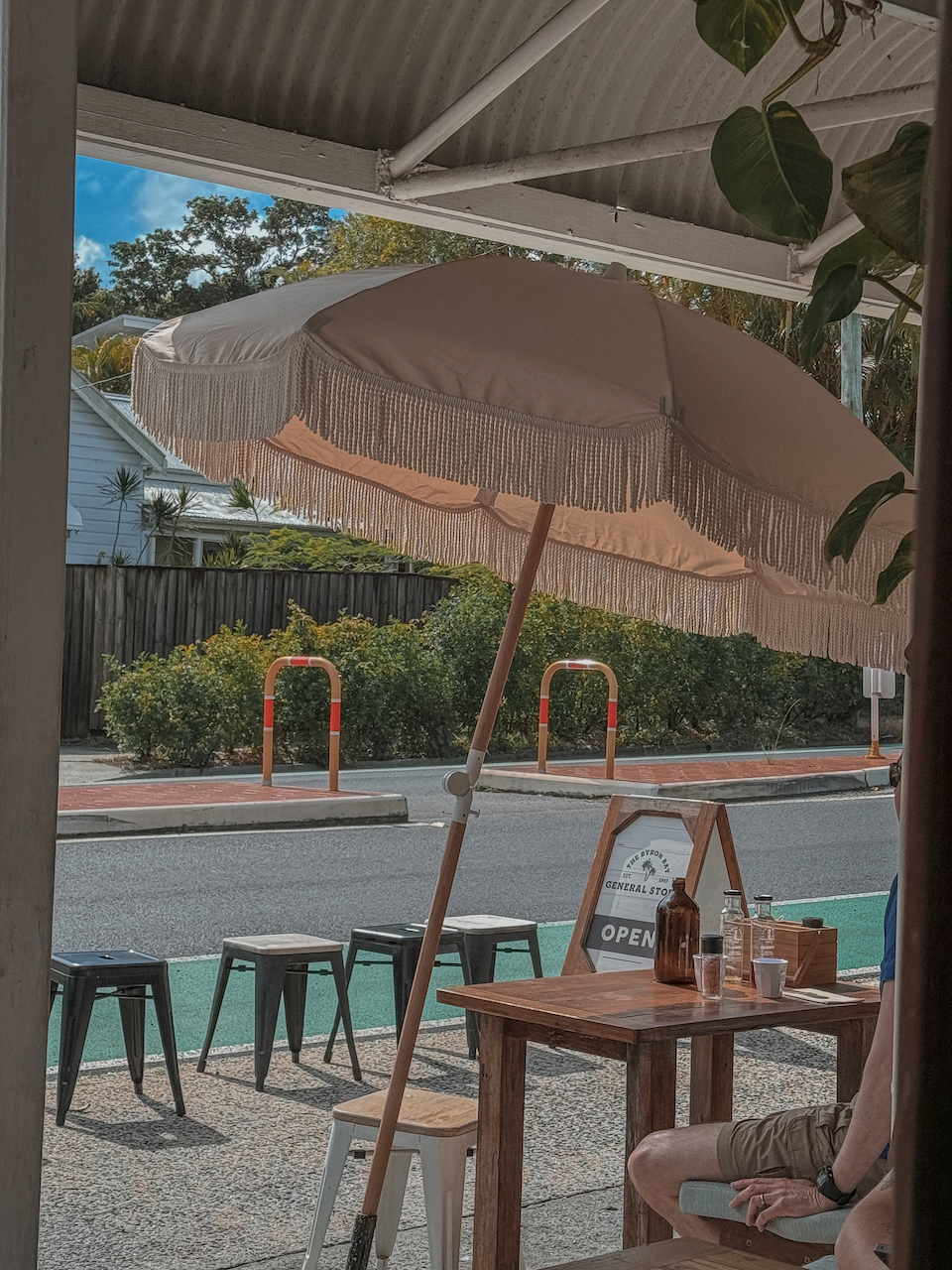 The tables on the terrace of the General Store - Byron Bay - New South Wales - Australia