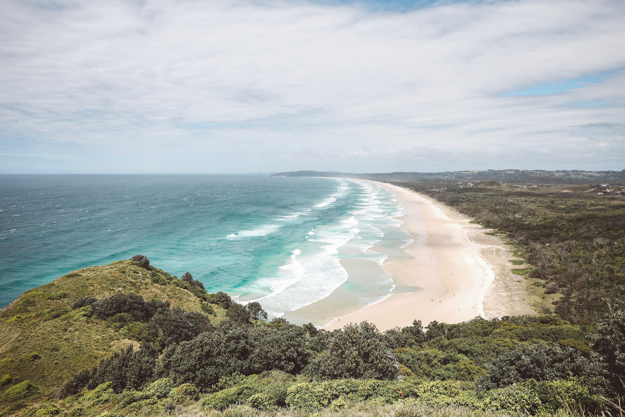Stunning view of Tallow Beach from Cape Byron Lookout - Byron Bay - New South Wales - Australia