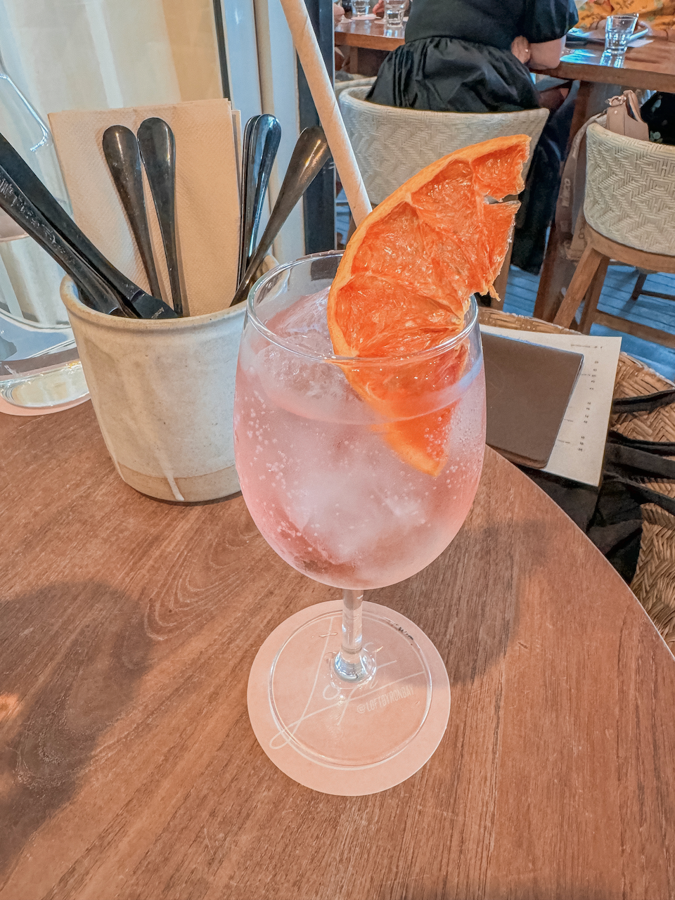 Grapefruit pink spritz from the Loft - Byron Bay - New South Wales - Australia