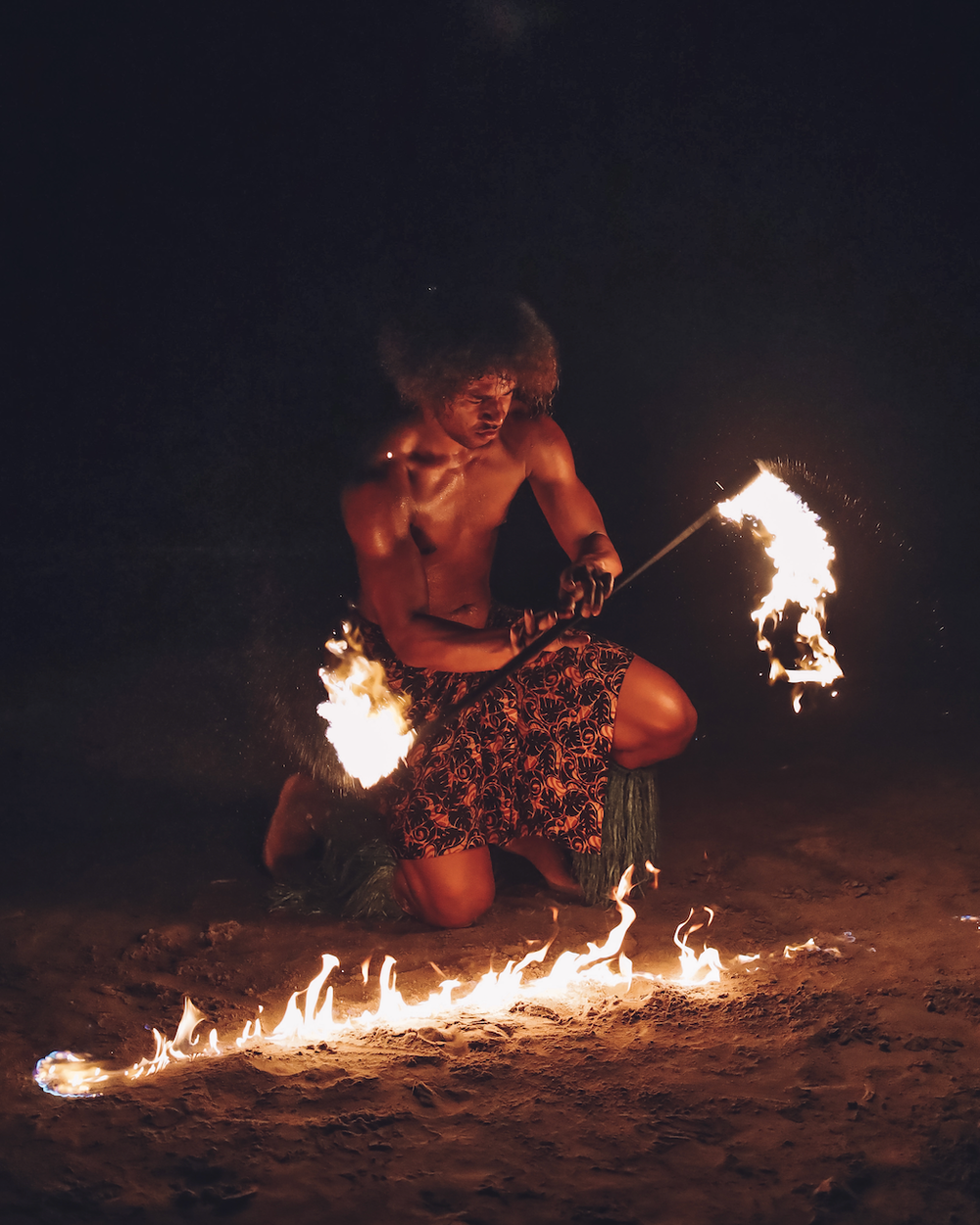Fire show by the beach in Smugglers Cove - Nadi - Viti Levu Island - Fiji