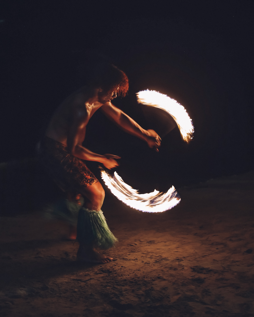 Beautiful Fijian fire show on the beach at night - Nadi - Viti Levu Island - Fiji