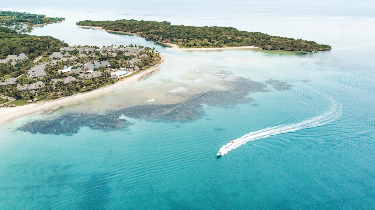 Natadola Beach and Lagoon seen by drone - Nadi - Viti Levu - Fiji Islands