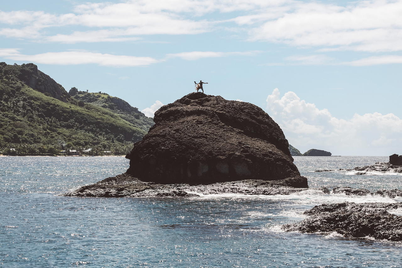 Dancing Warrior welcoming visitors to the Yasawa Islands - Fiji