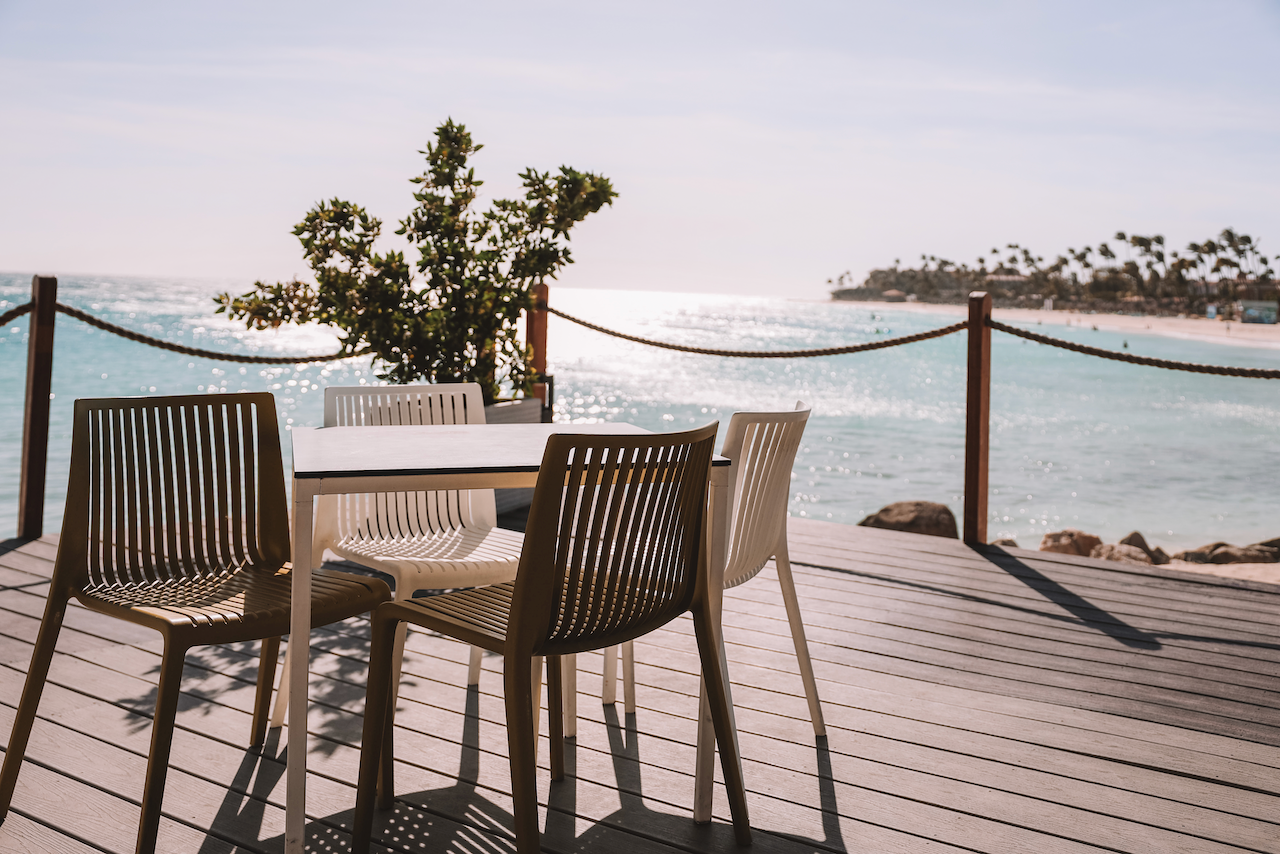 The outdoor terrace at Ocean View Bar - Aruba - ABC Islands