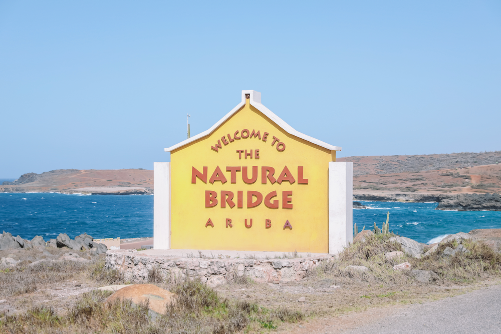 The Natural Bridge entry sign - Aruba - ABC Islands