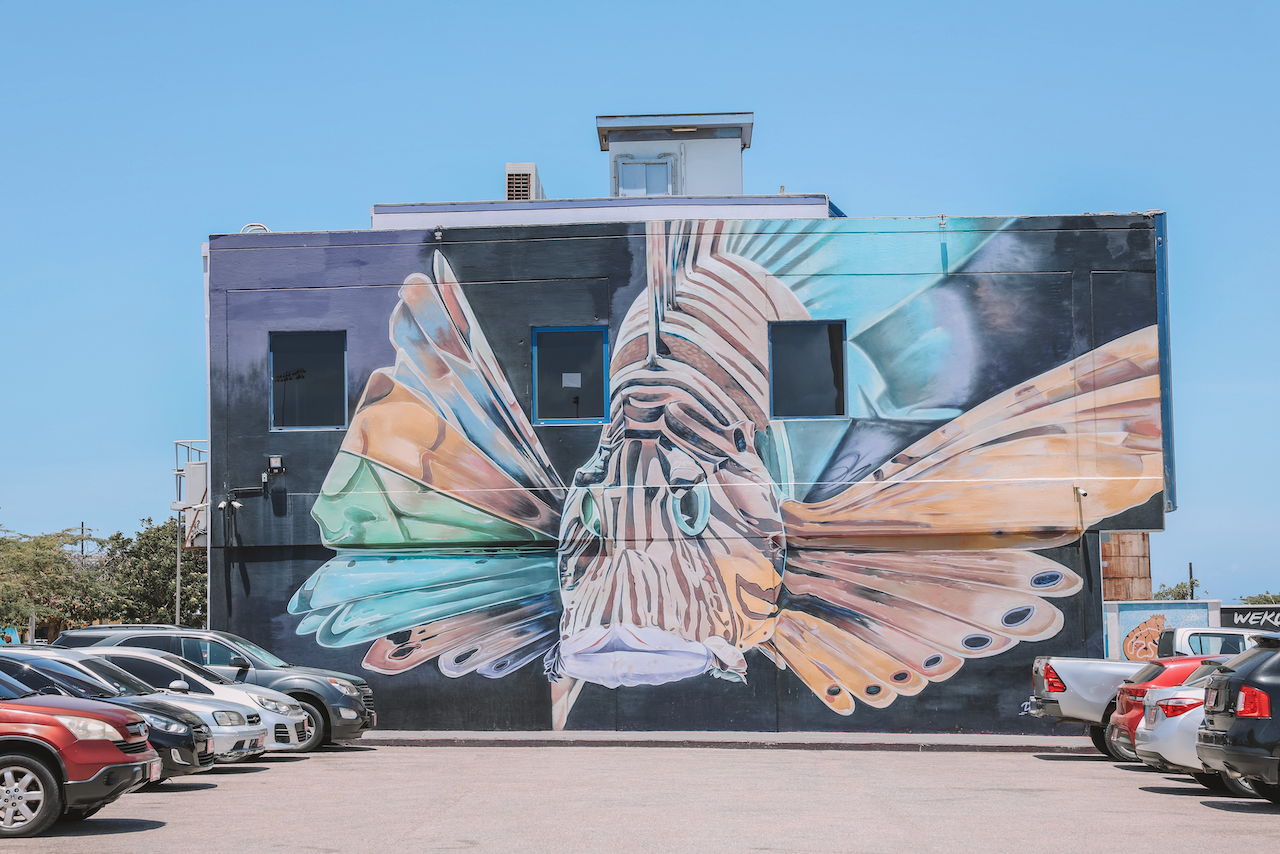 Lion Fish graffiti in San Nicolas - Aruba - ABC Islands