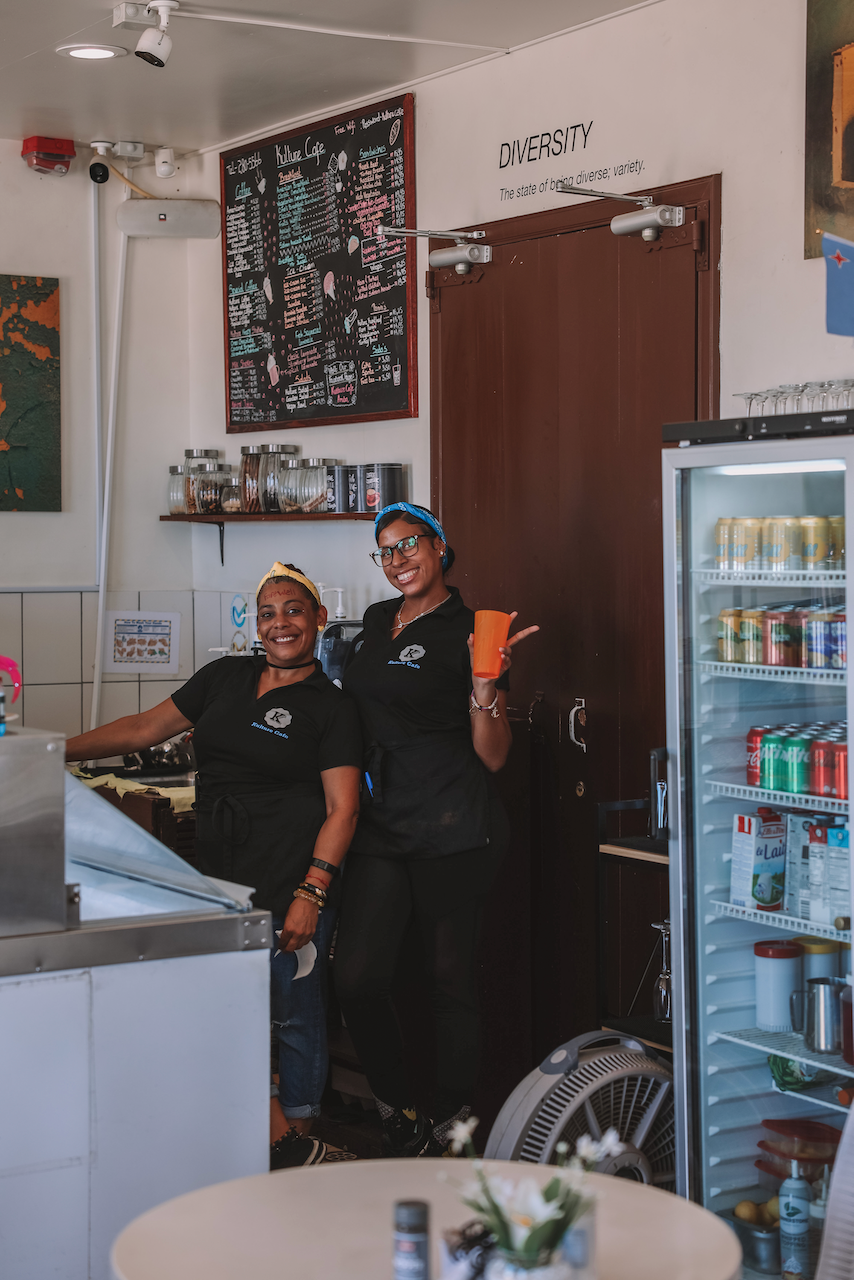 The two lovely waitresses at Culture Cafe in San Nicolas - Aruba - ABC Islands