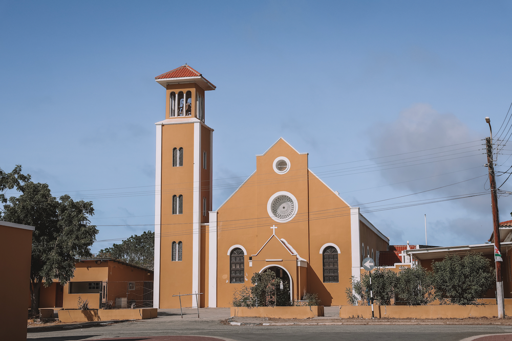 The yellow church in Rincon - Bonaire - ABC Islands