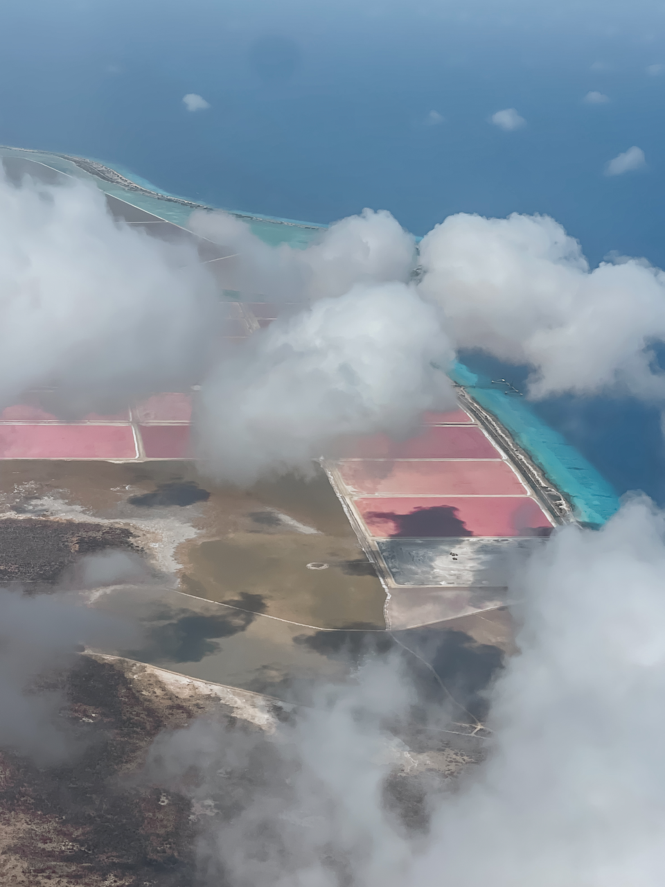 The pink salt pans seen from the plane - Bonaire - ABC Islands